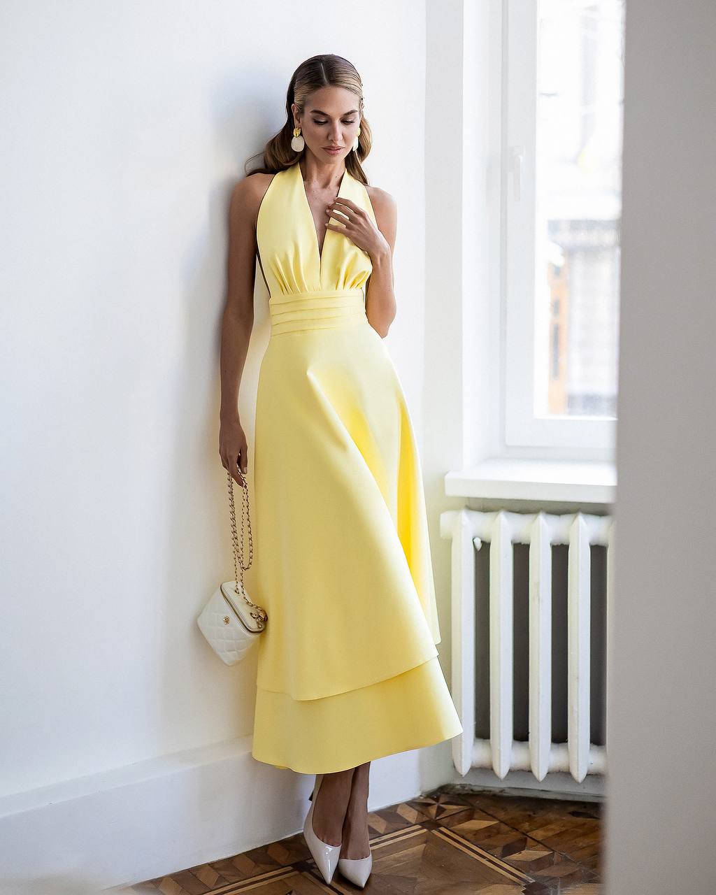 Elegant Women's Premium-Quality Twill Tailored Silhouette Dress