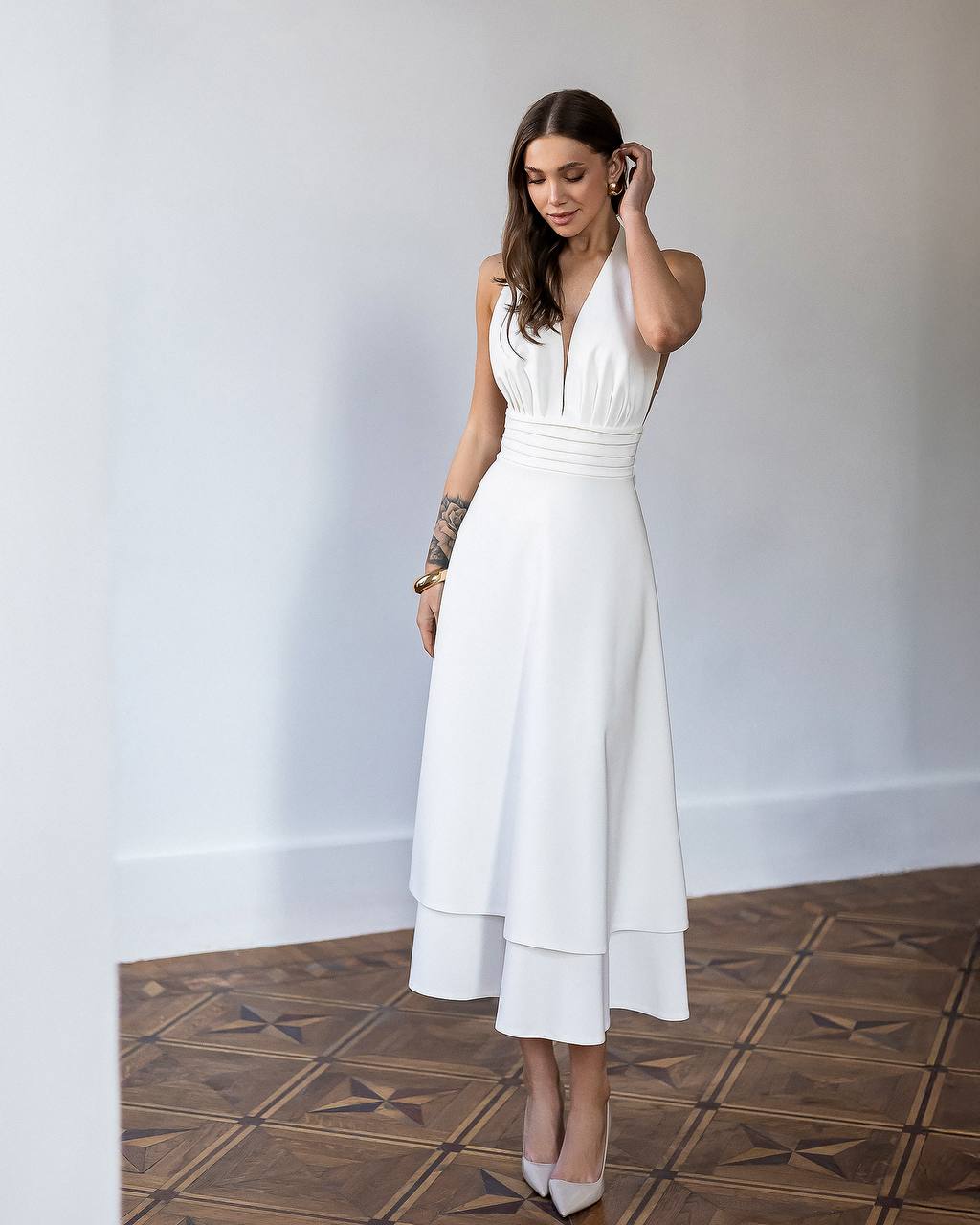 Elegant Women's Premium-Quality Twill Tailored Silhouette Dress