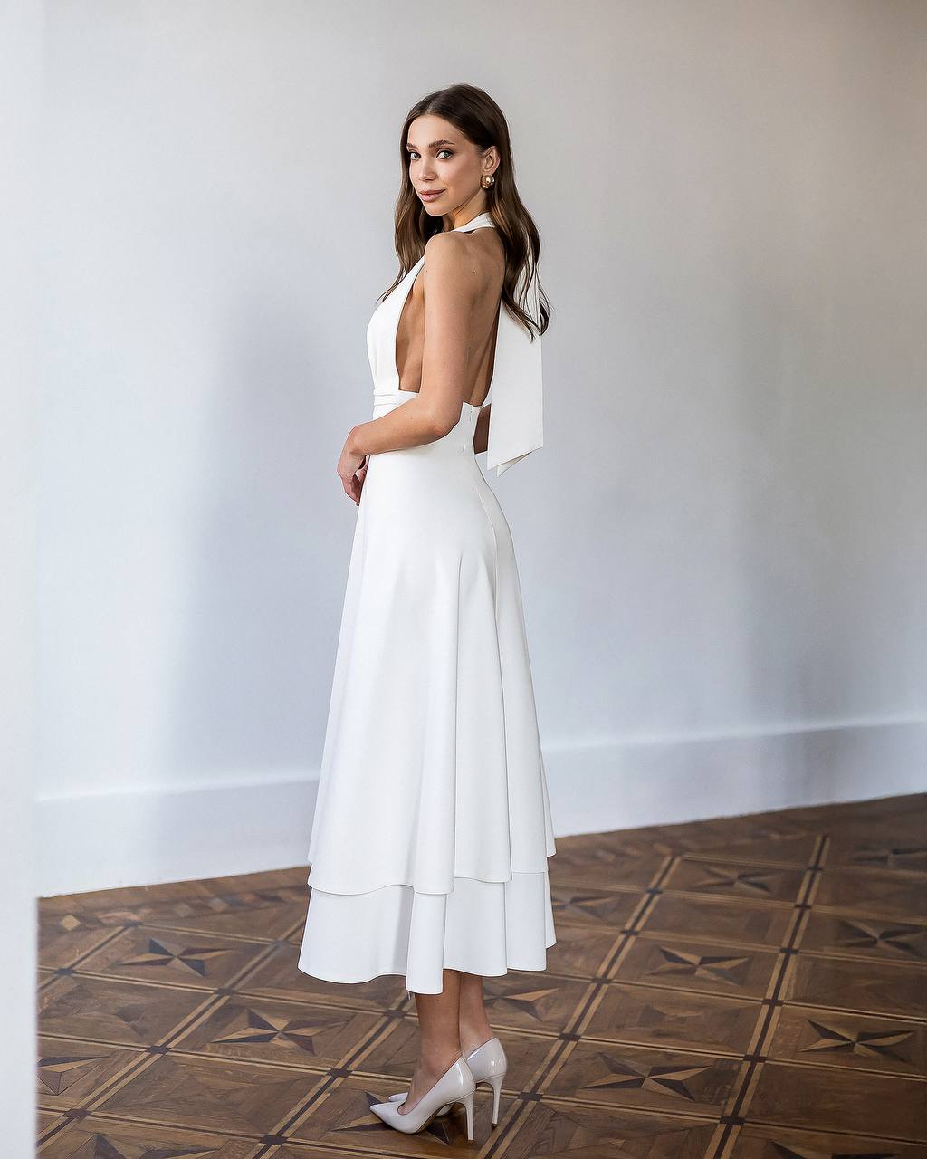 Elegant Women's Premium-Quality Twill Tailored Silhouette Dress