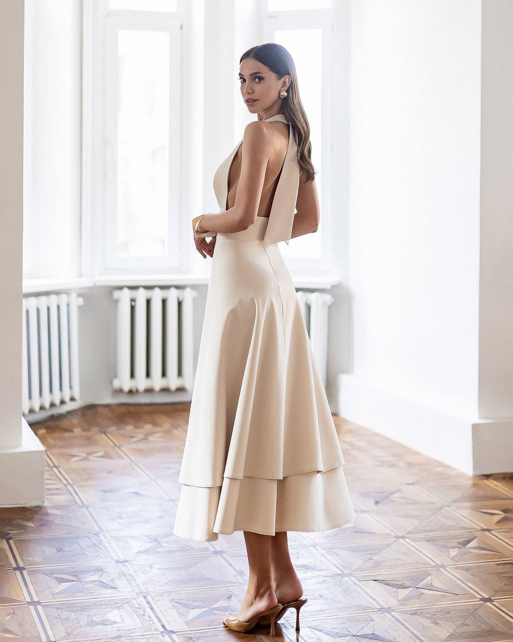 Elegant Women's Premium-Quality Twill Tailored Silhouette Dress