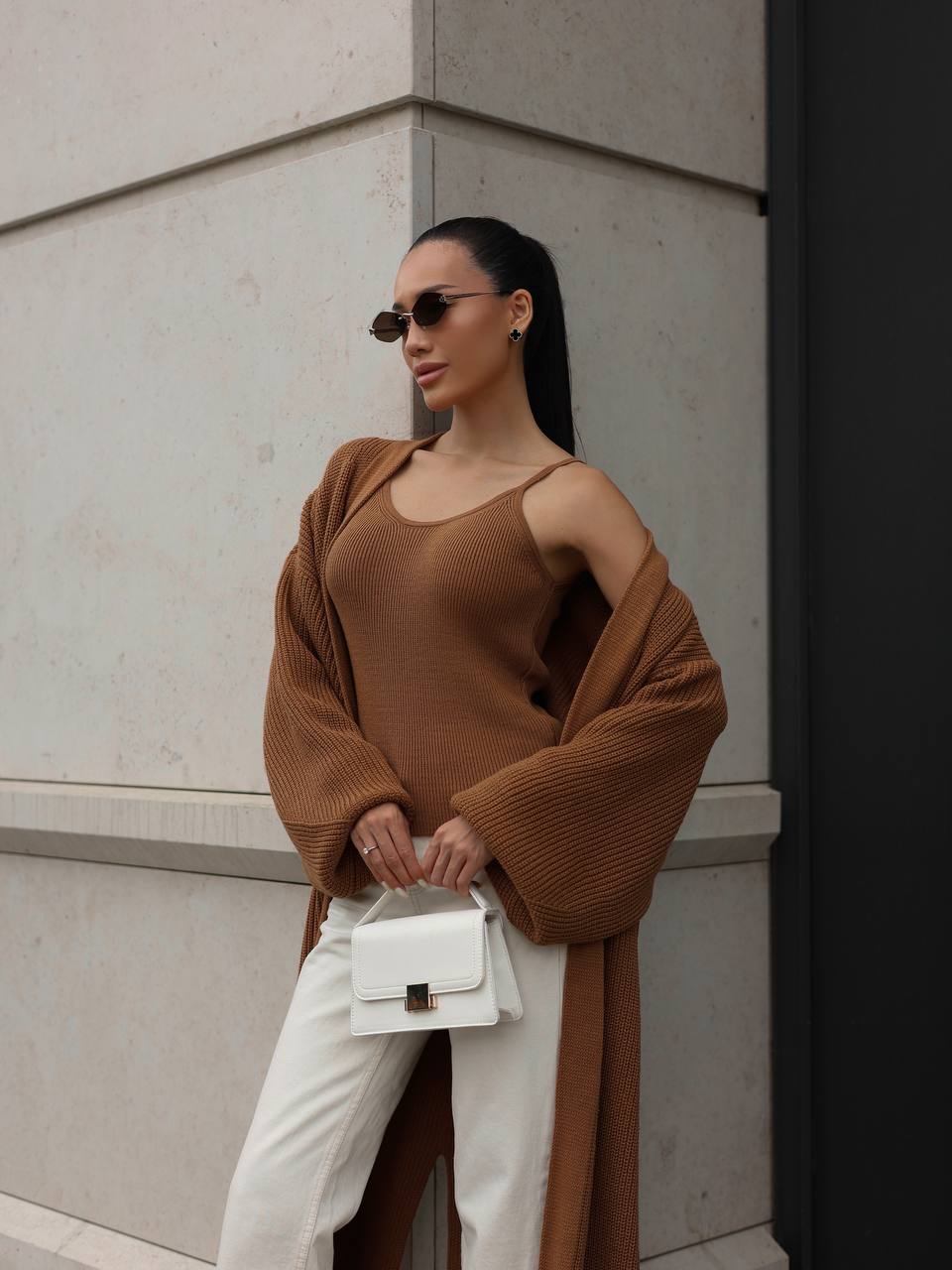 Cardigan “Kashtan” – Elongated Silhouette with Soft Structure