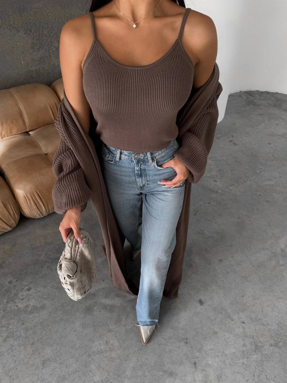 Cardigan “Kashtan” – Elongated Silhouette with Soft Structure