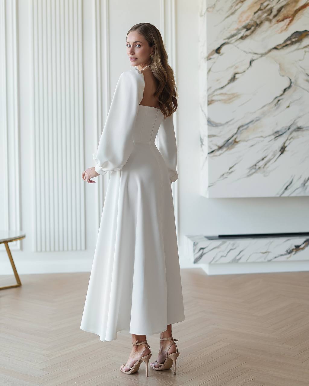 Elegant Evening Dress in Premium Fabric — Dress with Built-in Cups