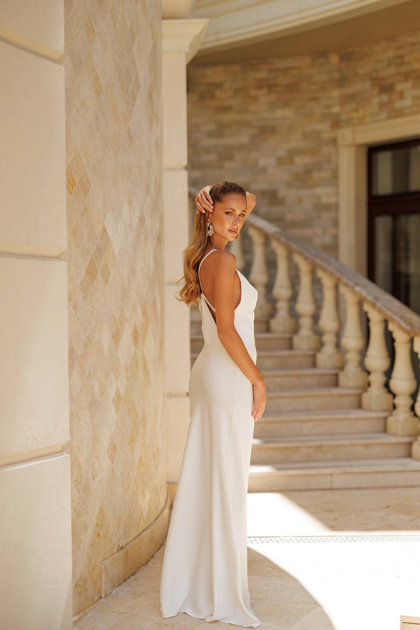ANNA Premium Royal Satin Elegant Backless Maxi Dress for Women