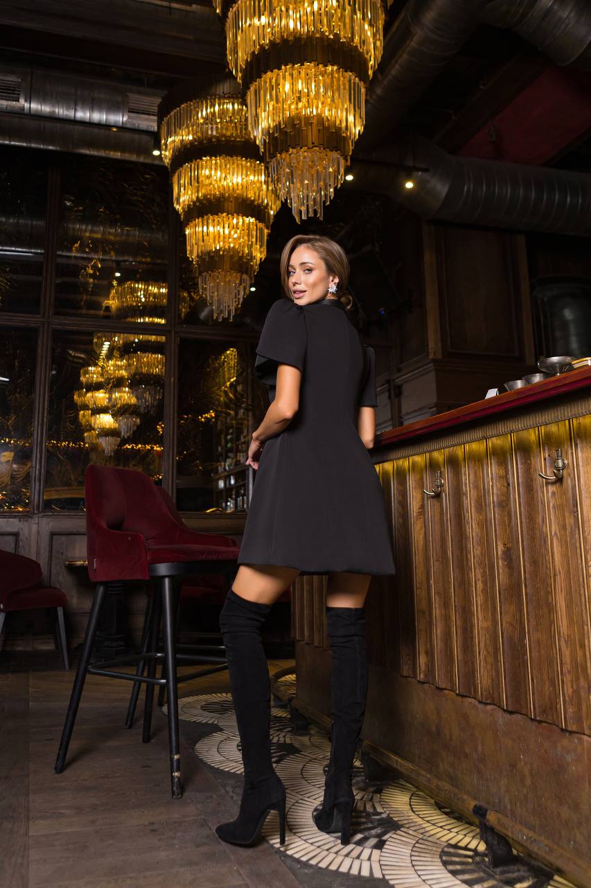 Fashion Blazer Dress with Flared Shape and Puff Sleeve