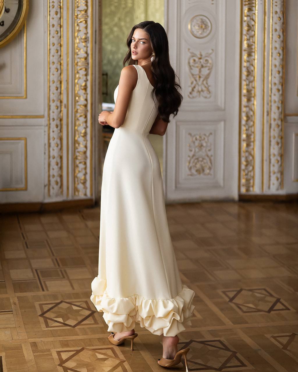 Elegant Women's Premium-Grade Twill Crepe Maxi Evening Dress