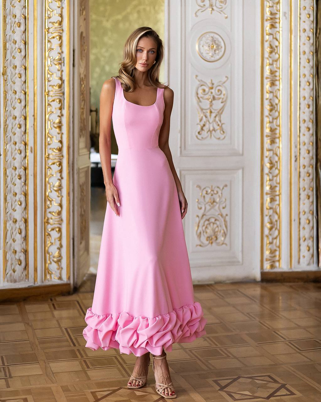Elegant Women's Premium-Grade Twill Crepe Maxi Evening Dress