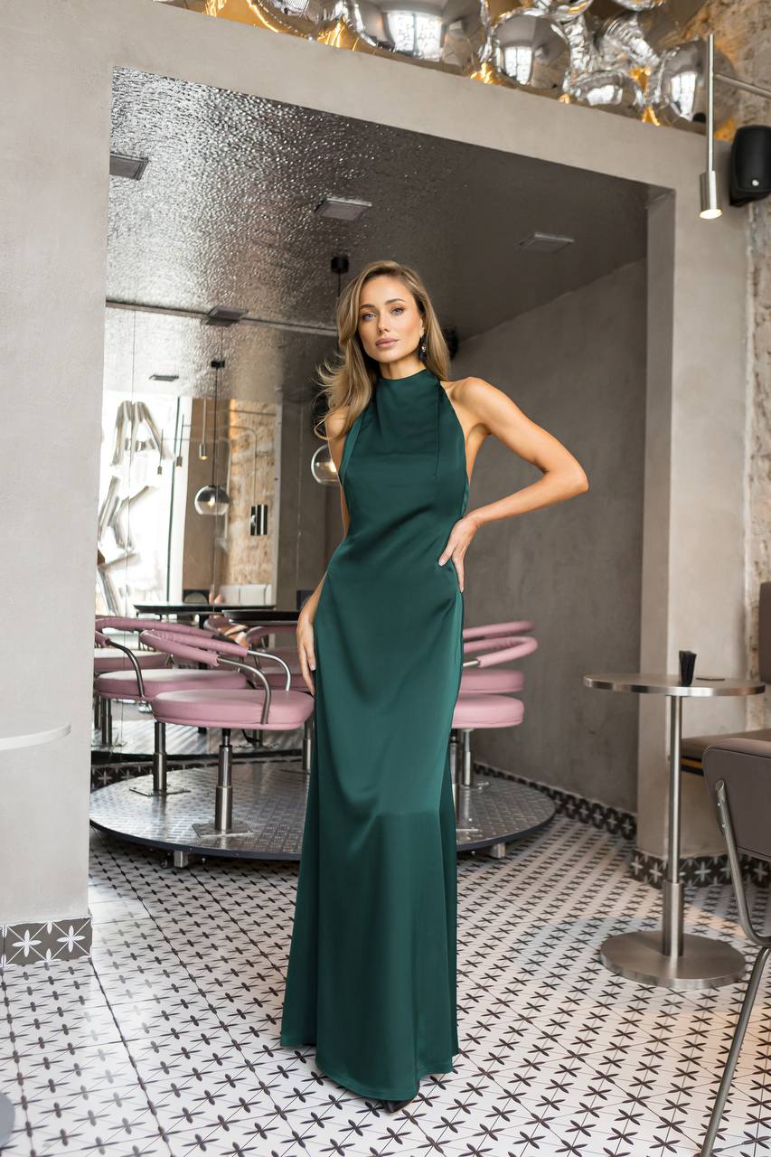 Luxury Satin Maxi Dress with Open Back Elegant Look