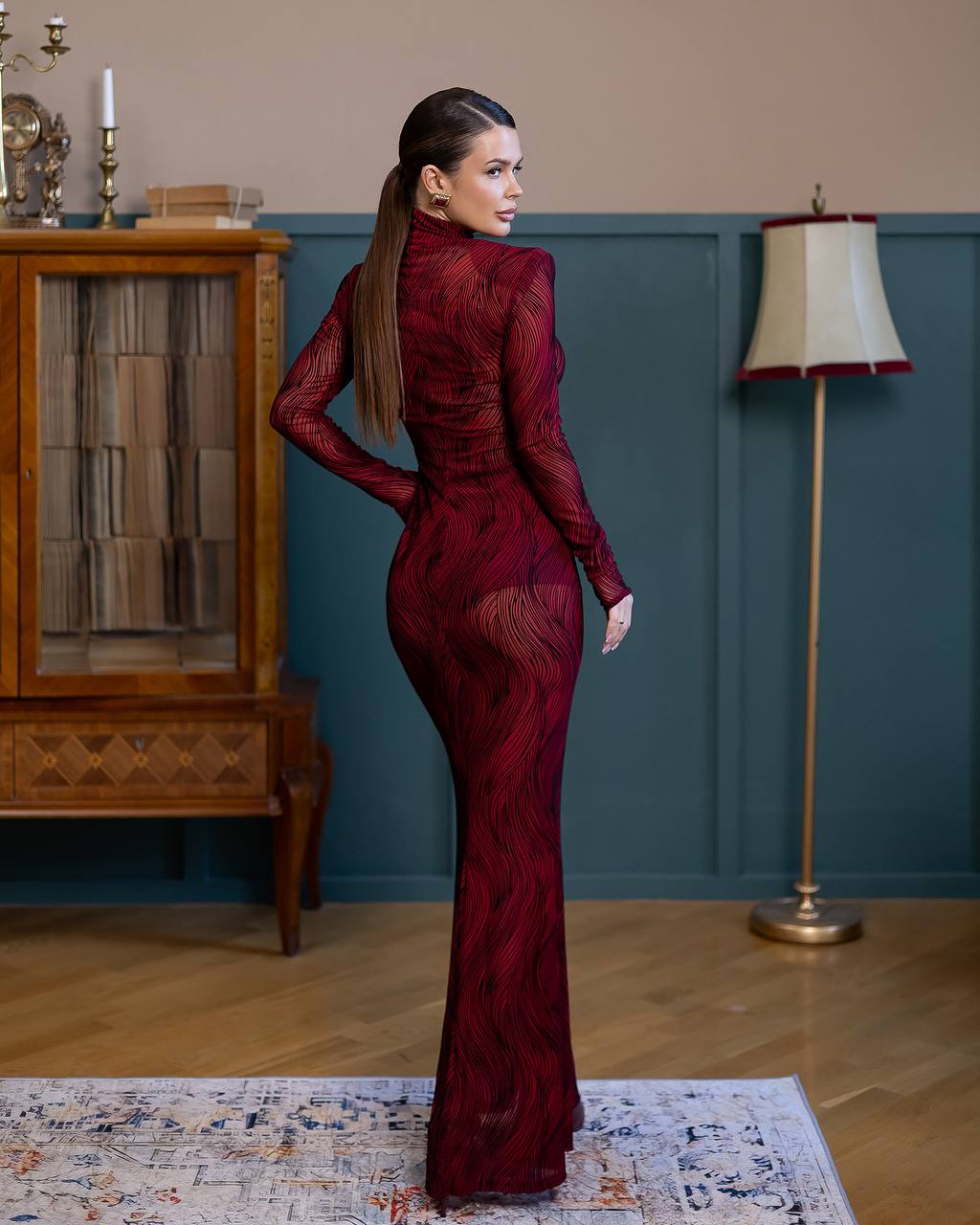 Jacquard Mesh Maxi Dress with Stretch Lined Shorts in Three Colors