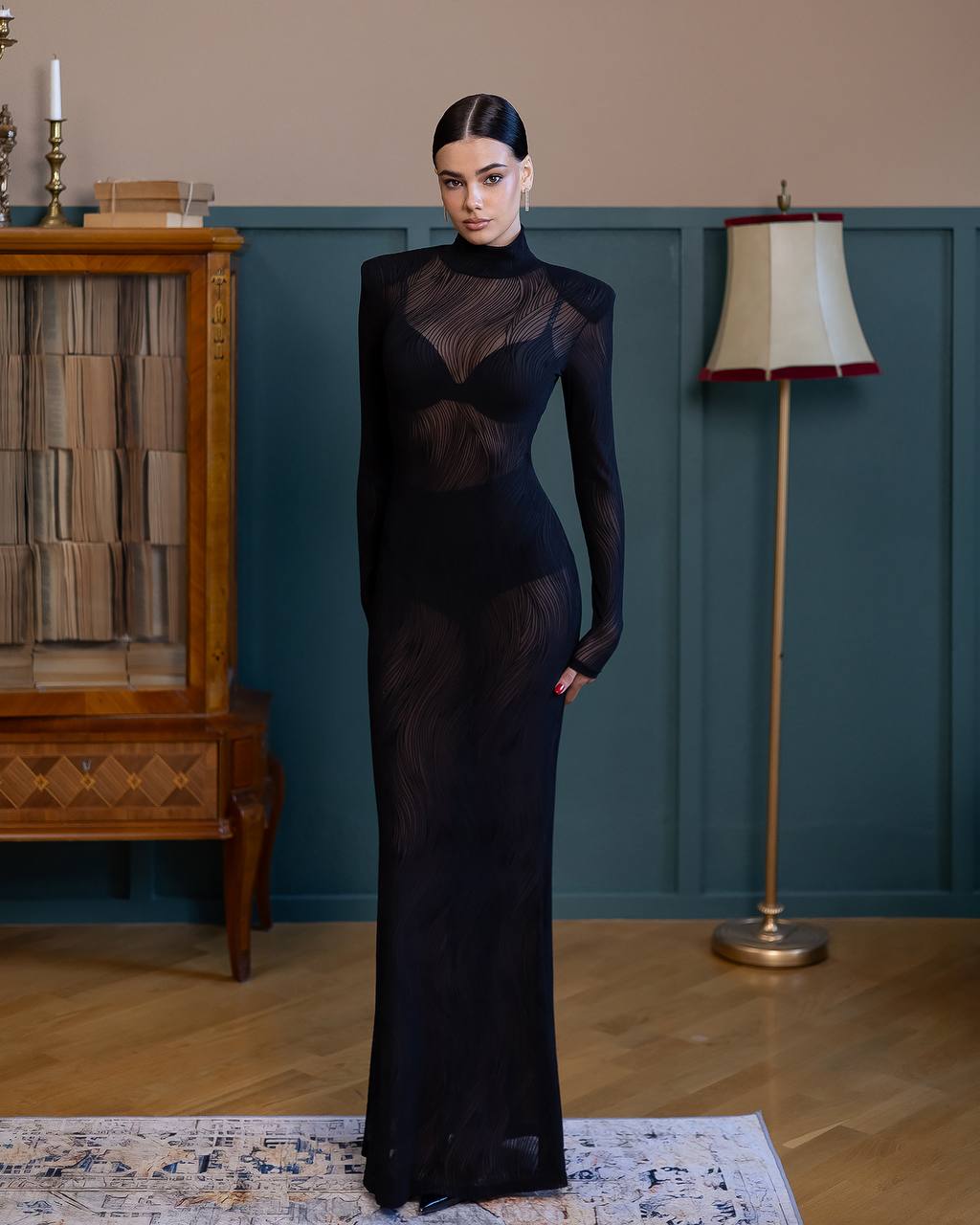 Jacquard Mesh Maxi Dress with Stretch Lined Shorts in Three Colors