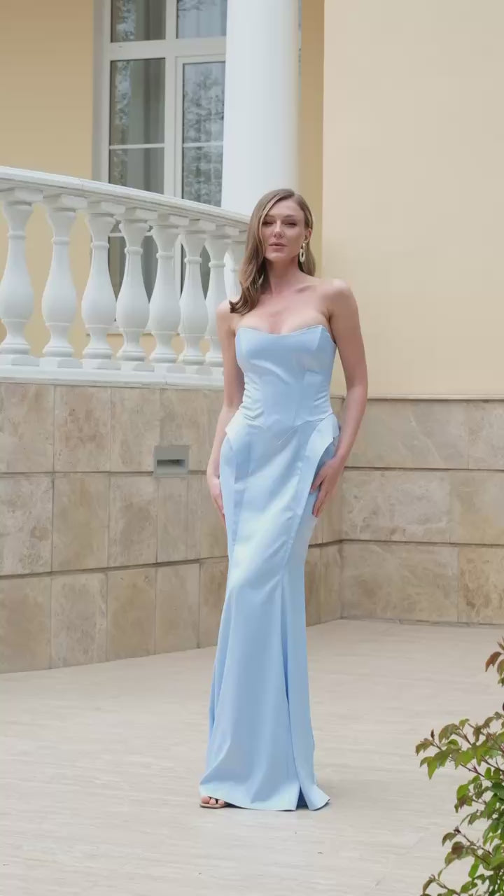 Women's Tailored Heavy Mango Satin Luxury Evening Dress