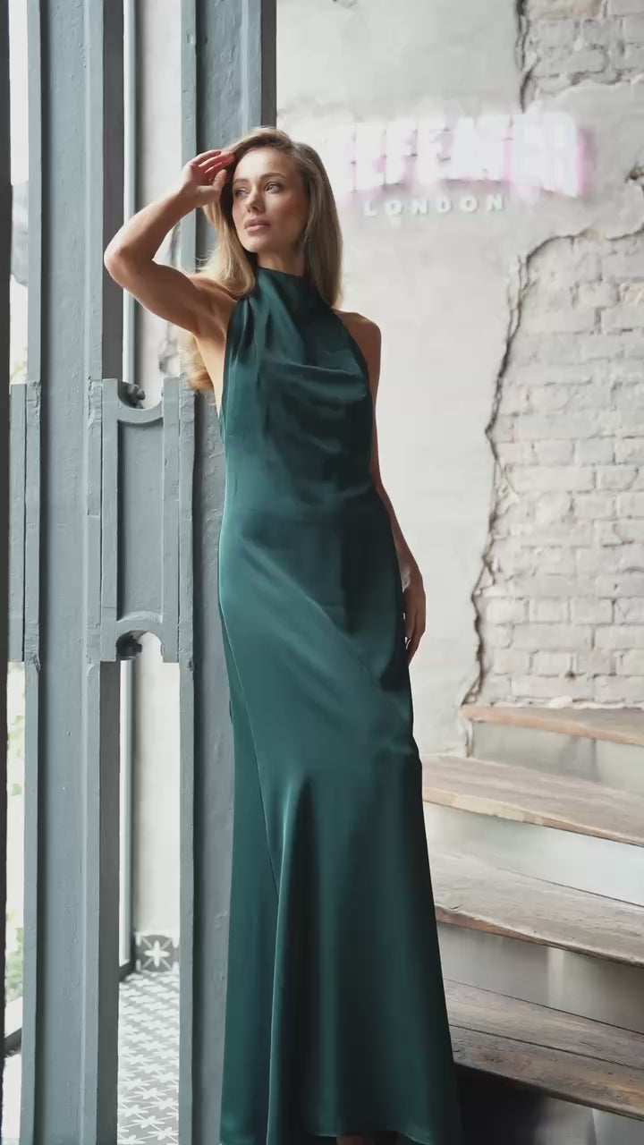 Luxury Satin Maxi Dress with Open Back Elegant Look