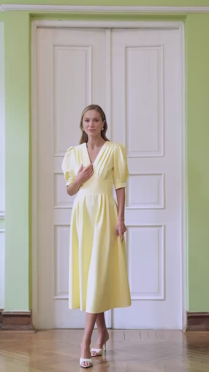 Premium Crepe de Chine Midi Dress with Tailored Silhouette