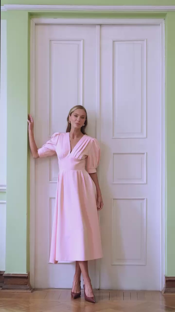 Premium Crepe de Chine Midi Dress with Tailored Silhouette