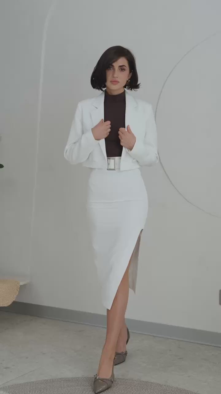 Women's Tailored Skirt Suit in Premium Twill with Lined Jacket