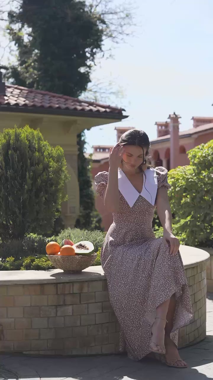 Printed Heavy-Weight Twill Maxi Dress with Cotton Inserts Dress