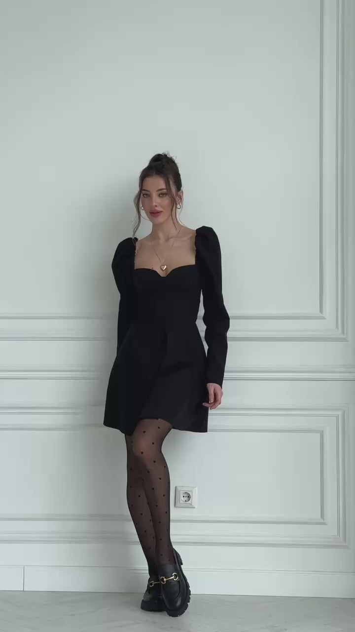 Women's Cocktail Mini Dress in Premium Twill with Silk Inserts