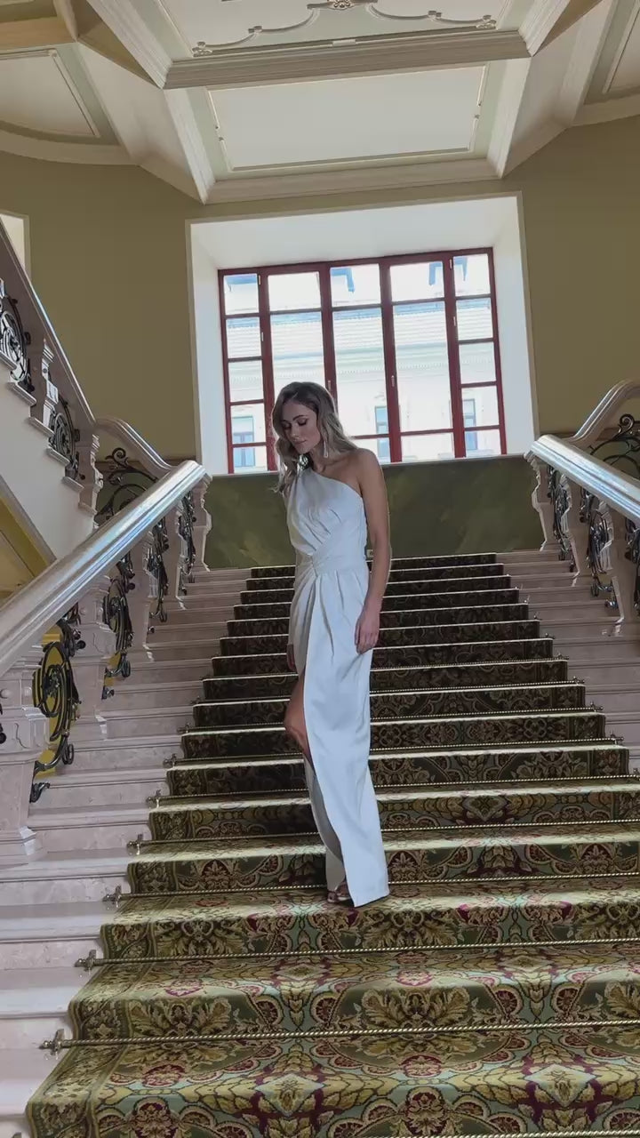 Premium Mango Satin Long-Sleeve Evening Style Maxi Dress