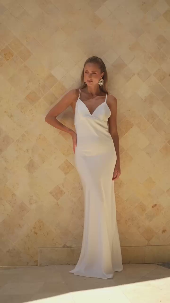 ANNA Premium Royal Satin Elegant Backless Maxi Dress for Women
