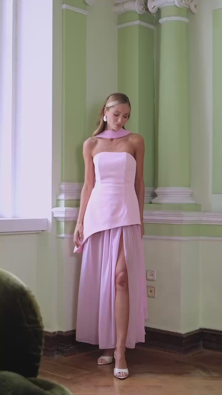 Elegant Corset Dress Set in Crepe de Chine & Vindi Chiffon