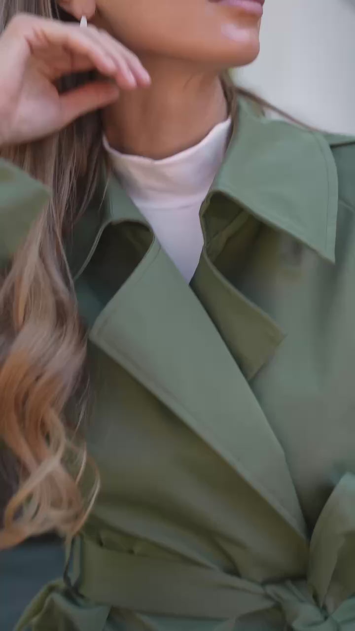 Women's Cotton Trench Coat with Thick Lining in Versatile Hues