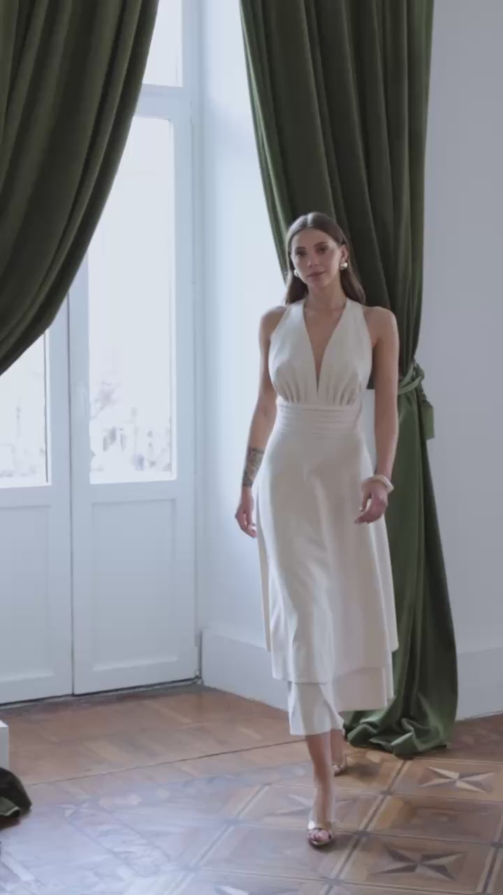 Elegant Women's Premium-Quality Twill Tailored Silhouette Dress