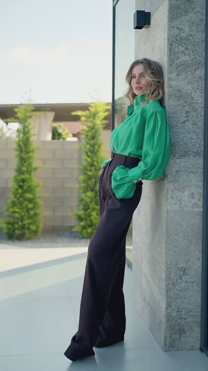 Tailored Women's Trousers in Suit Crepe Diagonal, Full-Length
