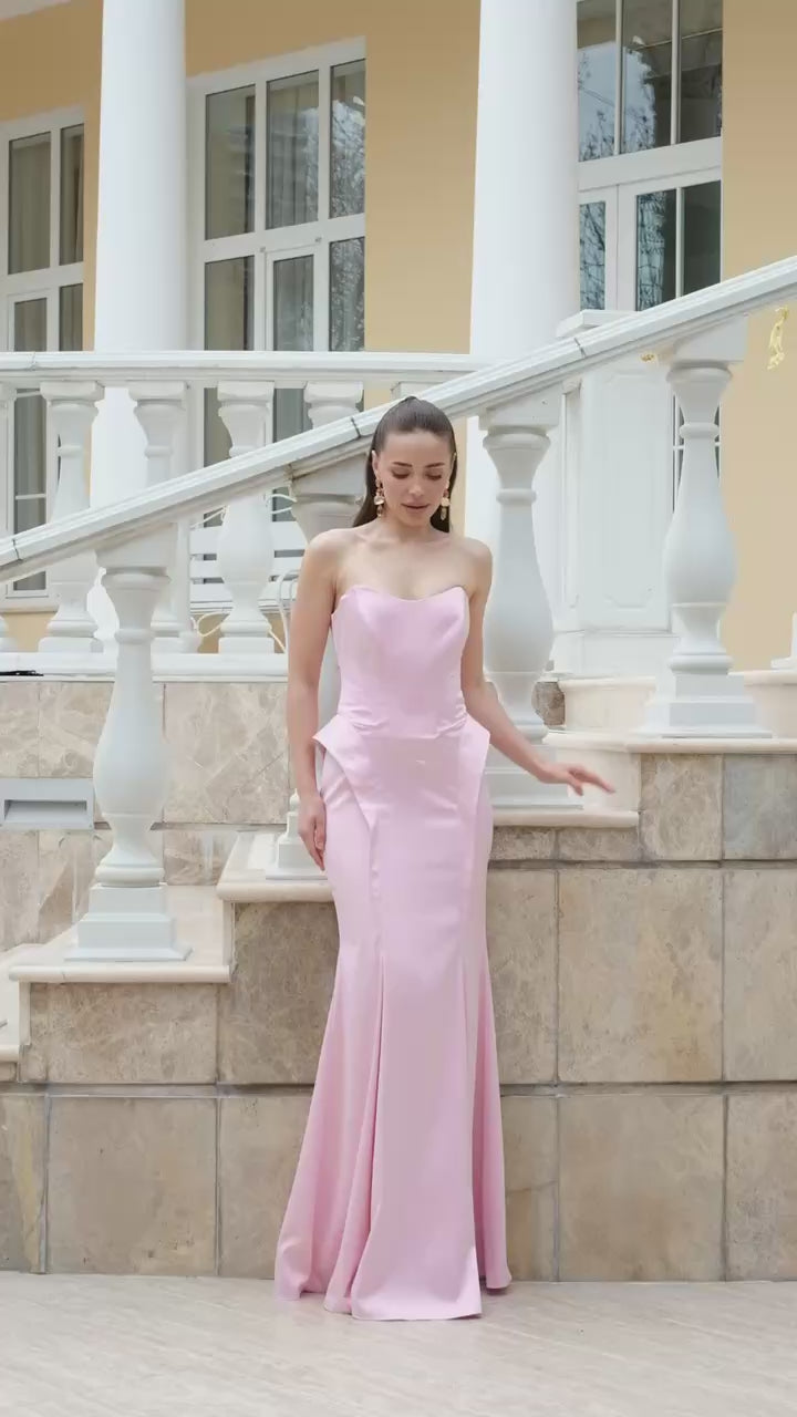 Women's Tailored Heavy Mango Satin Luxury Evening Dress