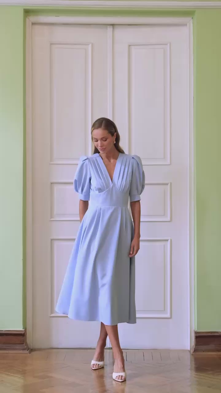 Premium Crepe de Chine Midi Dress with Tailored Silhouette