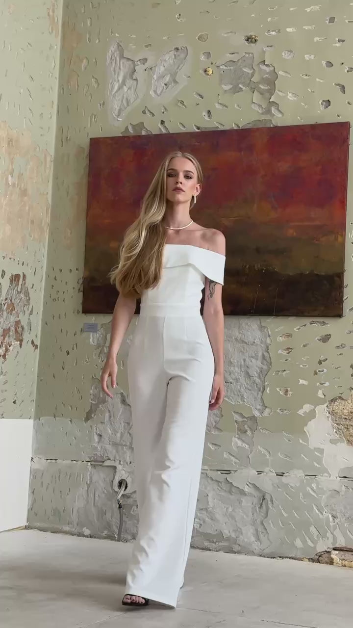 Women's Premium Twill Corset, Tailored Wide-Leg Fit Jumpsuit