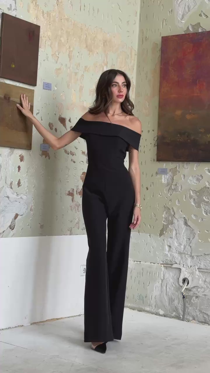 Women's Premium Twill Corset, Tailored Wide-Leg Fit Jumpsuit