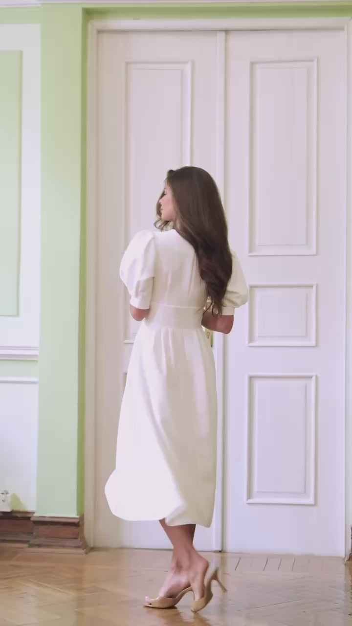 Premium Crepe de Chine Midi Dress with Tailored Silhouette