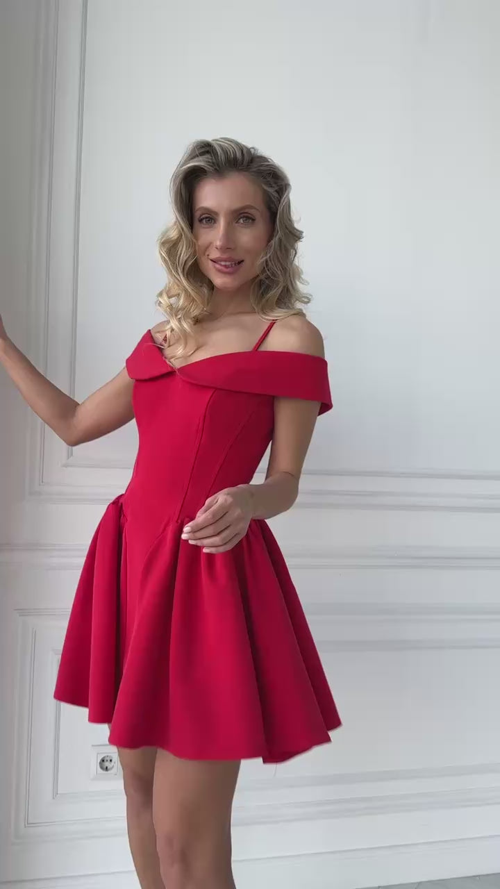 Elegant Corset Mini Dress in Premium-Quality Twill Fabric