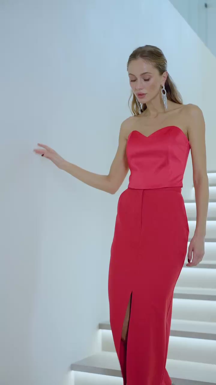 Elegant Evening Royal Mango Satin Structured Fit Corset