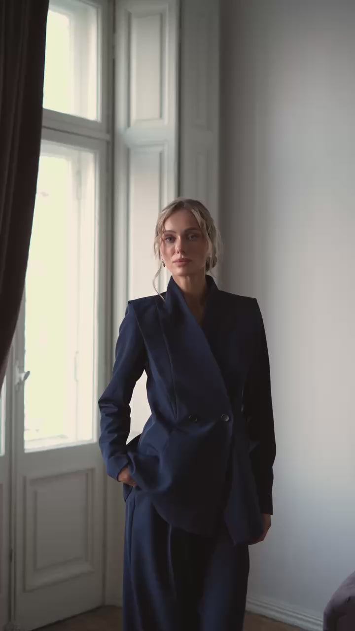 Tailored Twill Suit Set with Jacket & Pants, Classic Fit