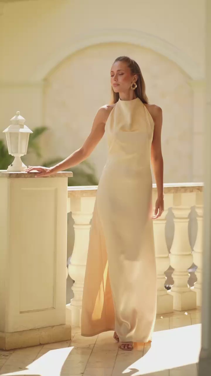 Luxury Satin Maxi Dress with Open Back Elegant Look