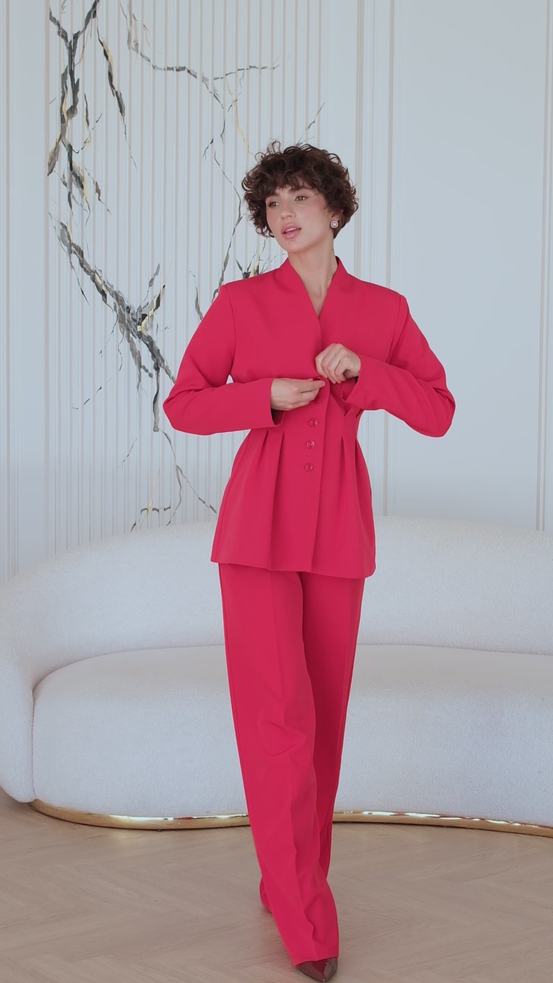 Women's Premium Crepe Tailored Suit Set – Blazer and Trousers